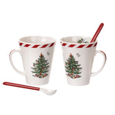 Kit 02 Canecas + 02 Colheres  - Estampa Árvore de Natal