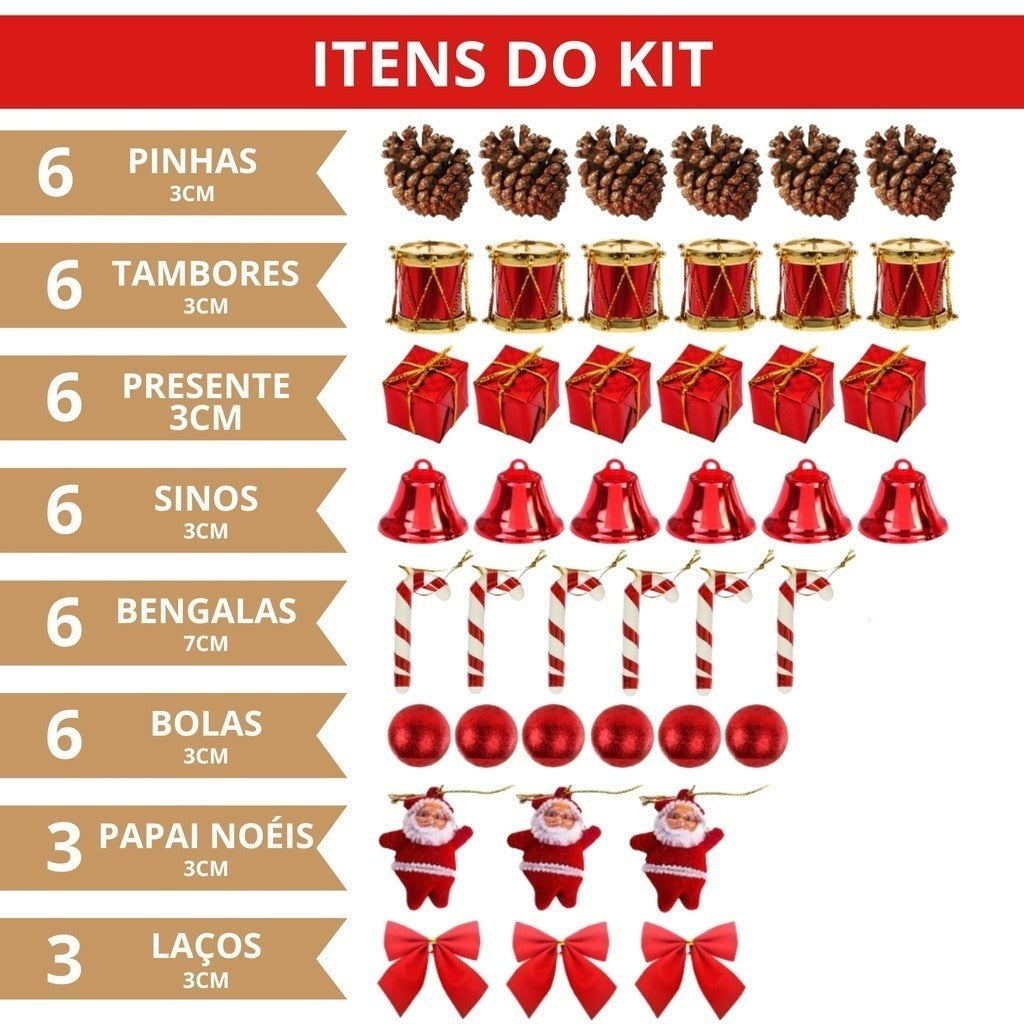Kit 43 Enfeites Para Árvores De Natal Decoração Estrela Bolinha