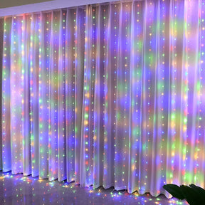 Cortina de LED Natalina 300 Luzes – 8 Efeitos Mágicos de Iluminação