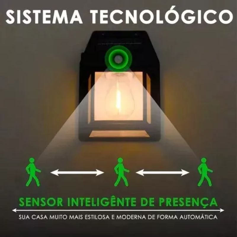 Luminária Refletor Solar LED à Prova d'Água IP65 com Sensor de Movimento