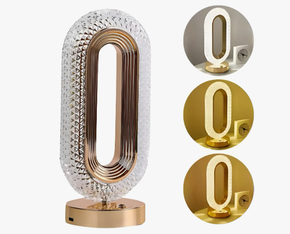 RETRÔ - Luminária Abajur Cristal Led Touch Recarregável USB - BM-F1051