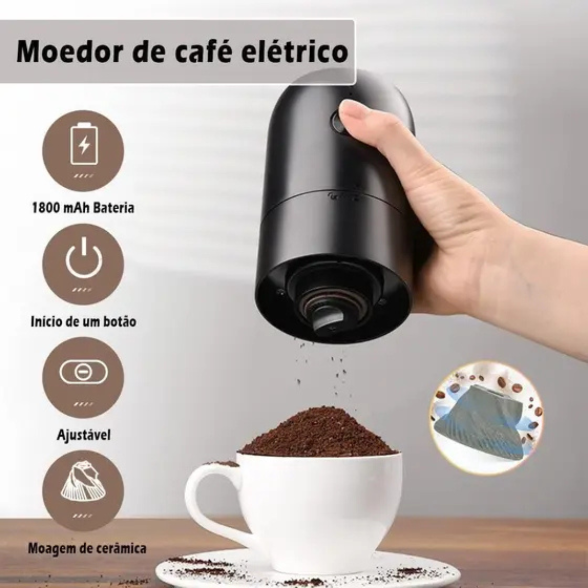 Moedor de Café Elétrico Portátil